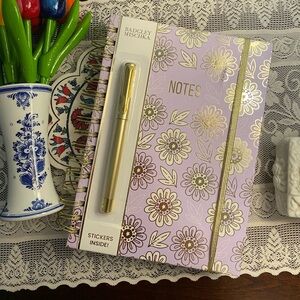 BADGLEY MISCHKA NWT Floral Spiral Notebook Journal with gold pen and stickers